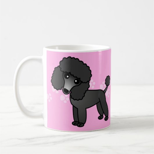 Mug Bande dessinée noire mignonne de caniche - (Gauche)