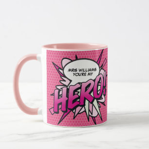 Mug Bande dessinée personnalisée Tu es mon HÉROS Pop A