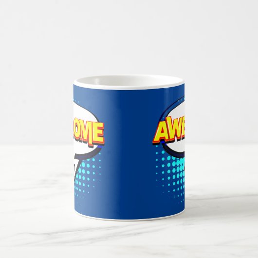 Mug Bande dessinée Pop Art Bleu Jaune AWESOMIE Nouveau (Centre)