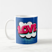 Mug Bande dessinée Pop Art Bleu rose Aimer Nouveauté D (Gauche)