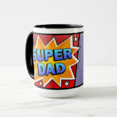 Mug Bande dessinée Super Papa Photo Enfants (Devant gauche)