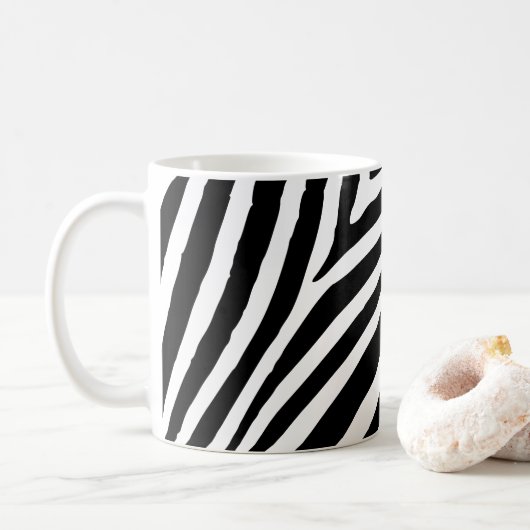 Mug Bande moderne de zèbre noir et blanc (Avec donut)