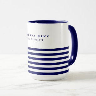 Mug Bande Nautique Marine Bleu tendance Stylish 6 band