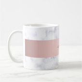 Mug bande rose de faux d'or de marbre blanc élégant (Gauche)