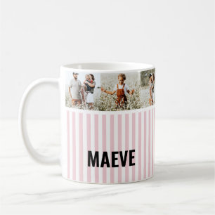 Mug Bande rose et blanche personnalisées photo moderne