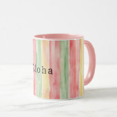 Mug Bandes Aloha Menthe Rose Jaune (Devant droit)