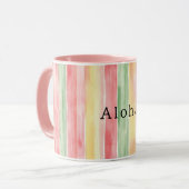 Mug Bandes Aloha Menthe Rose Jaune (Devant gauche)