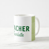 Mug Bandes blanches vert citron professeur nom d'ensei (Devant droit)