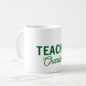 Mug Bandes blanches vert citron professeur nom d'ensei (Devant gauche)
