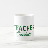Mug Bandes blanches vert citron professeur nom d'ensei (Centre)