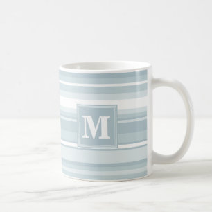 Mug Bandes bleu glace monogramme