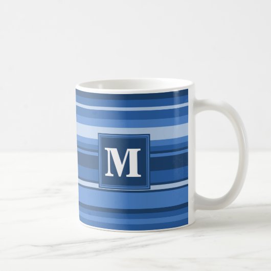 Mug Bandes bleu monogramme (Droite)