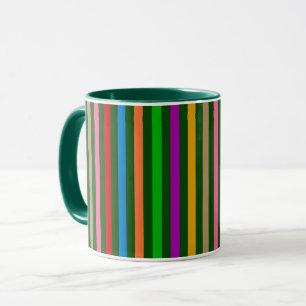 Mug Bandes Colorées Sur Fond Vert Motif De Design