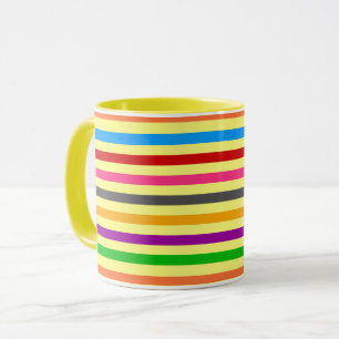 Mug Bandes Colorées Sur Un Motif De Fond Jaune