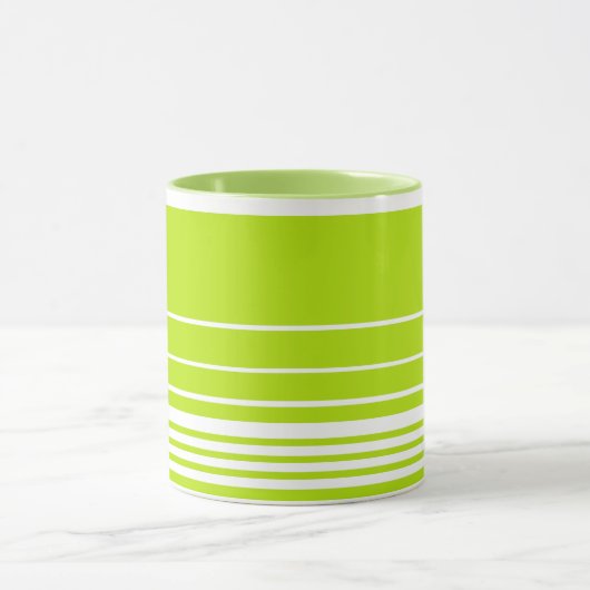 Mug Bandes complexes en vert citron et blanc (Centre)