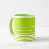 Mug Bandes complexes en vert citron et blanc (Devant gauche)