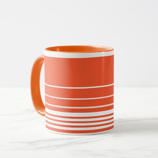 Mug Bandes complexes - Orange et Blanc (Devant gauche)