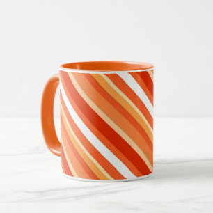 Mug Bandes de bonbons en couches - orange et blanc