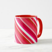 Mug Bandes de bonbons en couches - rouge, rose et blan (Devant droit)