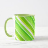 Mug Bandes de bonbons en couches - vert citron et blan (Gauche)