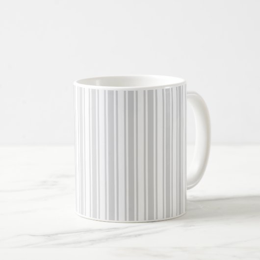 Mug Bandes de bonbons gris clair et blanc (Devant droit)