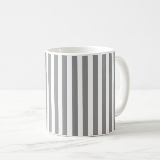 Mug Bandes de bonbons grises et blanches (Devant droit)