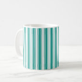 Mug Bandes de bonbons turquoises et blanches (Devant gauche)