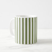 Mug Bandes de bonbons vert olive et blanc (Devant gauche)