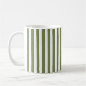 Mug Bandes de bonbons vert olive et blanc (Gauche)