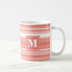 Mug Bandes de corail monogramme