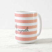 Mug Bandes de dégradé rose personnalisées Nom noir (Devant droit)