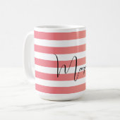 Mug Bandes de dégradé rose personnalisées Nom noir (Devant gauche)