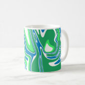 Mug Bandes de marbre vert et bleu fluides (Devant droit)