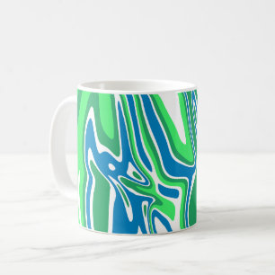 Mug Bandes de marbre vert et bleu fluides