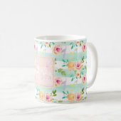 Mug Bandes de menthe Floral Chic (Devant droit)