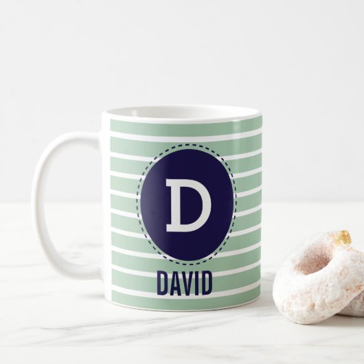 Mug Bandes de menuiserie de nom personnalisé (Avec donut)