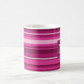 Mug Bandes de monogramme fuchsia (Centre)