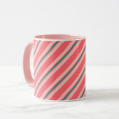 Mug Bandes de ruban, corail rose et turquoise (Devant gauche)