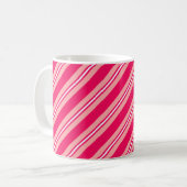 Mug Bandes de ruban, fuchsia et rose pâle (Devant gauche)