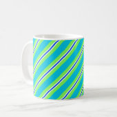 Mug Bandes de ruban, vert turquoise et citron vert (Devant gauche)