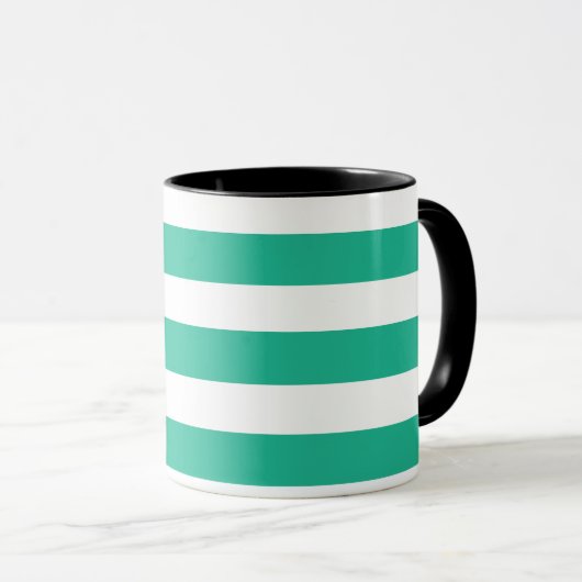 Mug Bandes de transats vert et blanc (Devant droit)