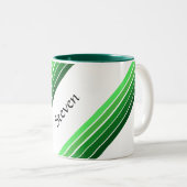 Mug - Bandes diagonales vertes avec nom (Devant droit)