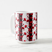 Mug Bandes d'oeillets florales rouges noirs personnali (Devant gauche)