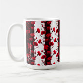 Mug Bandes d'oeillets florales rouges noirs personnali (Gauche)