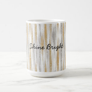 Mug Bandes dorées et argentées Fête de Noël Anniversai