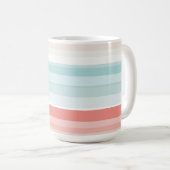 Mug Bandes estivales en corail et turquoise (Devant droit)