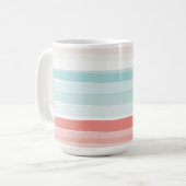 Mug Bandes estivales en corail et turquoise (Devant gauche)