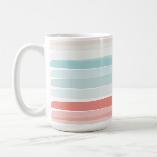 Mug Bandes estivales en corail et turquoise (Gauche)