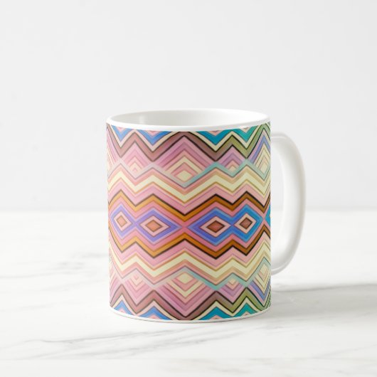 Mug Bandes et feuilles multicolores abstraites (Devant droit)