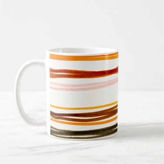Mug Bandes géométriques, aquarelle orange (Gauche)